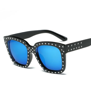 58mm Squared Off Silhouette Round Studded Accent Trim Sunnies - Mix Colors