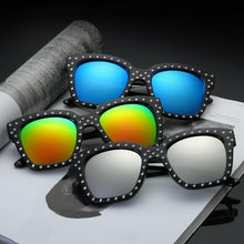 Load image into Gallery viewer, 58mm Squared Off Silhouette Round Studded Accent Trim Sunnies - Mix Colors