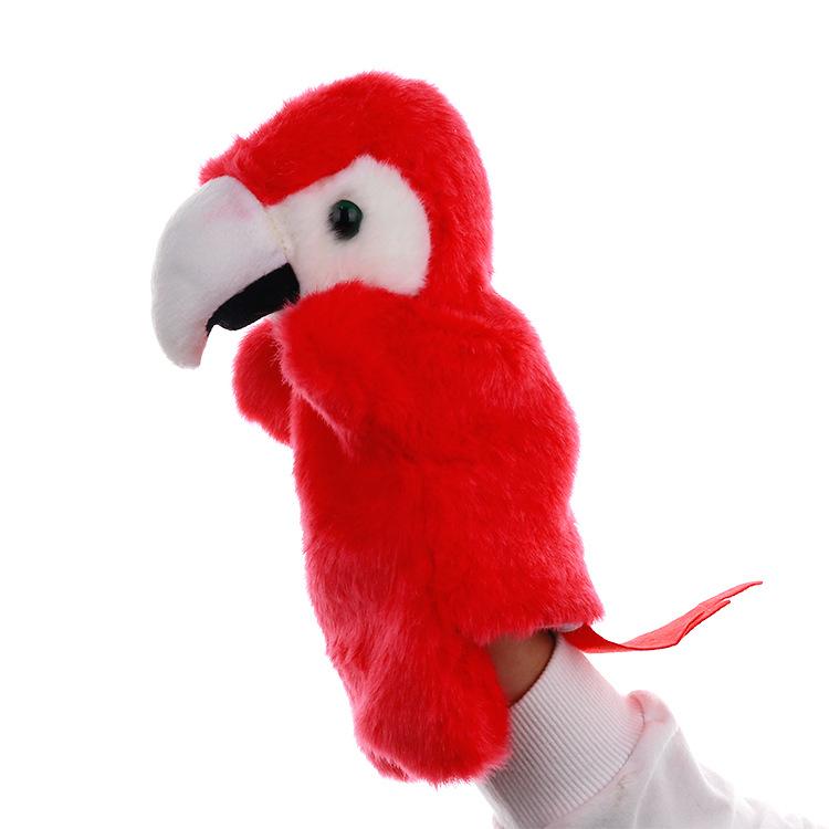 Popular Red Parrot Stage Puppet Playing, Teaching Plush Toys
